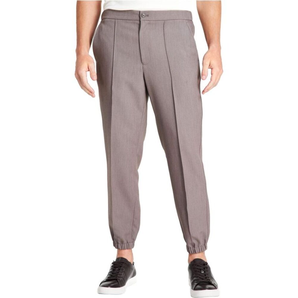 Alfani Mens Seam Front Straight Leg Jogger Casual Pants, Brown, L, DM